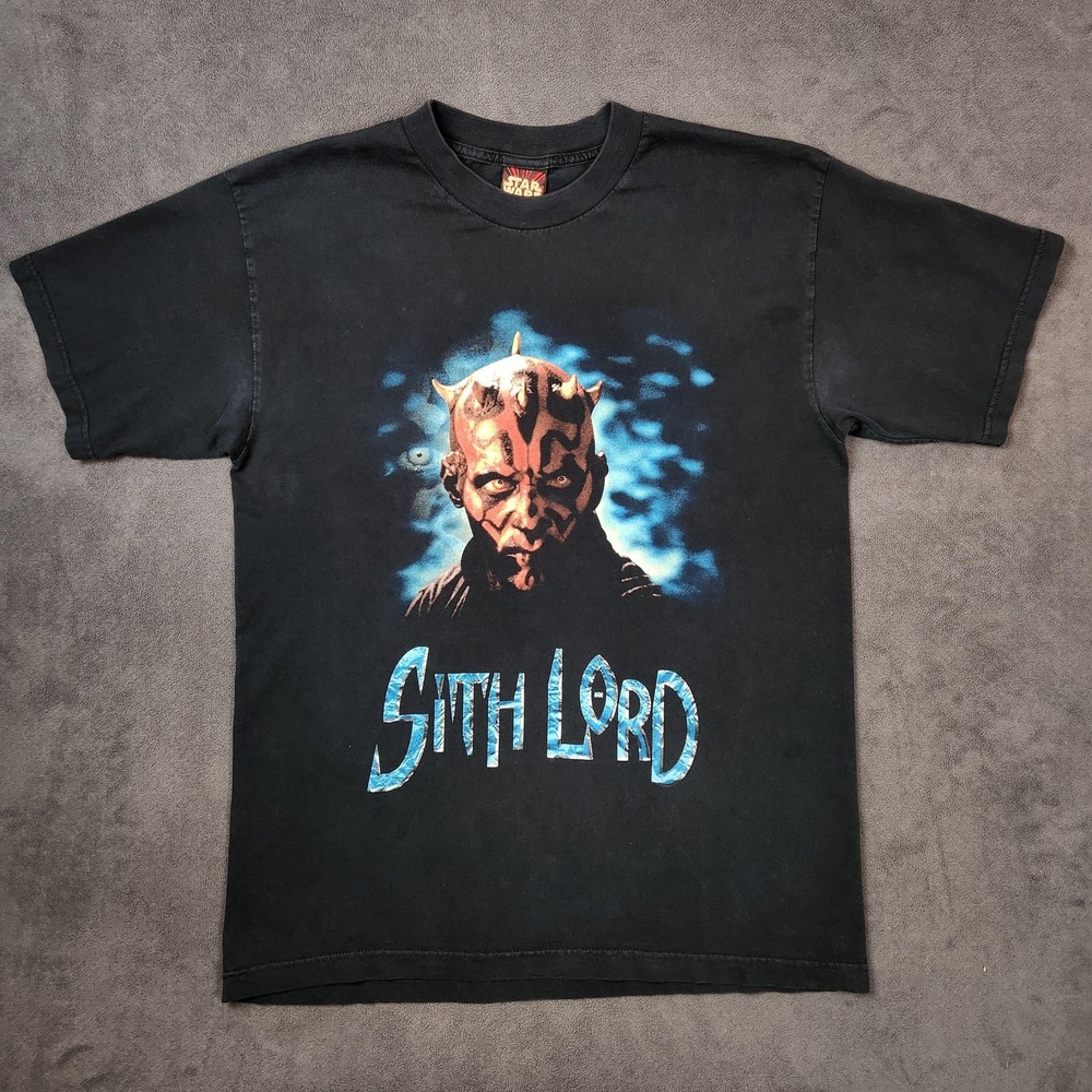 Vintage Star Wars Sith Lord Shirt Mens Large Black Darth Maul Phantom Menace Tee